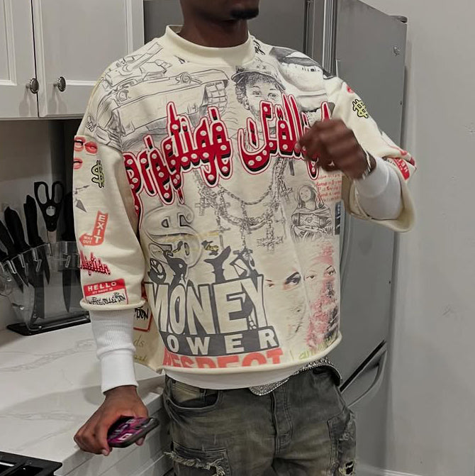 Money Power Respect Printed Three-quarter Sleeve T-shirt