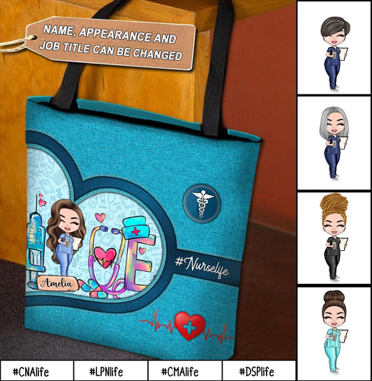 Nurse Personalized All Over Tote Bag - TO040PS02