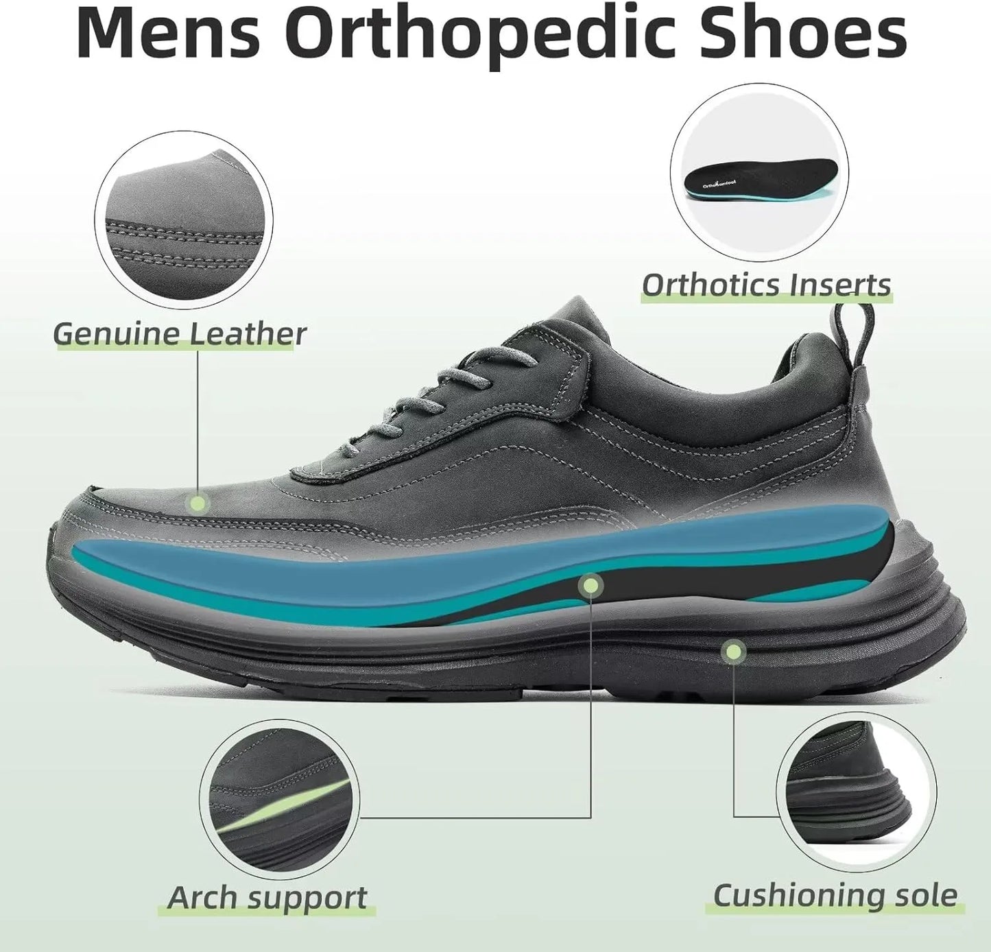 Men's Casual Arch Support Comfort Quick Recovery Orthopedic Walking Shoes