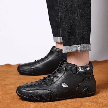 Last Day 50% OFF🔥Men's Handmade Outdoor Waterproof Suede Velcro High Boots