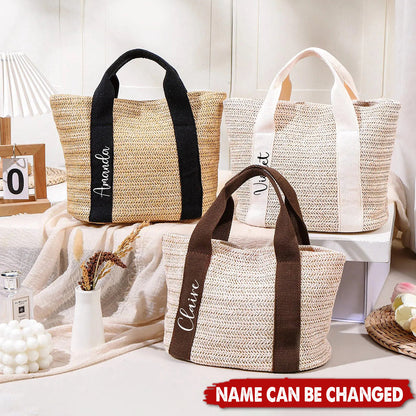 Custom Handwoven Straw Beach Shoulder Bag