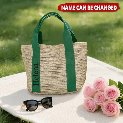 Custom Handwoven Straw Beach Shoulder Bag