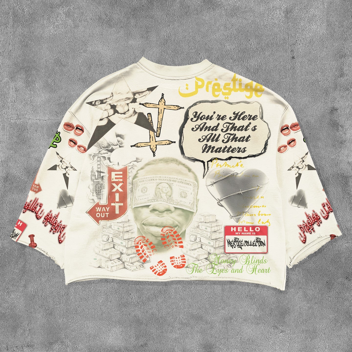 Money Power Respect Printed Three-quarter Sleeve T-shirt